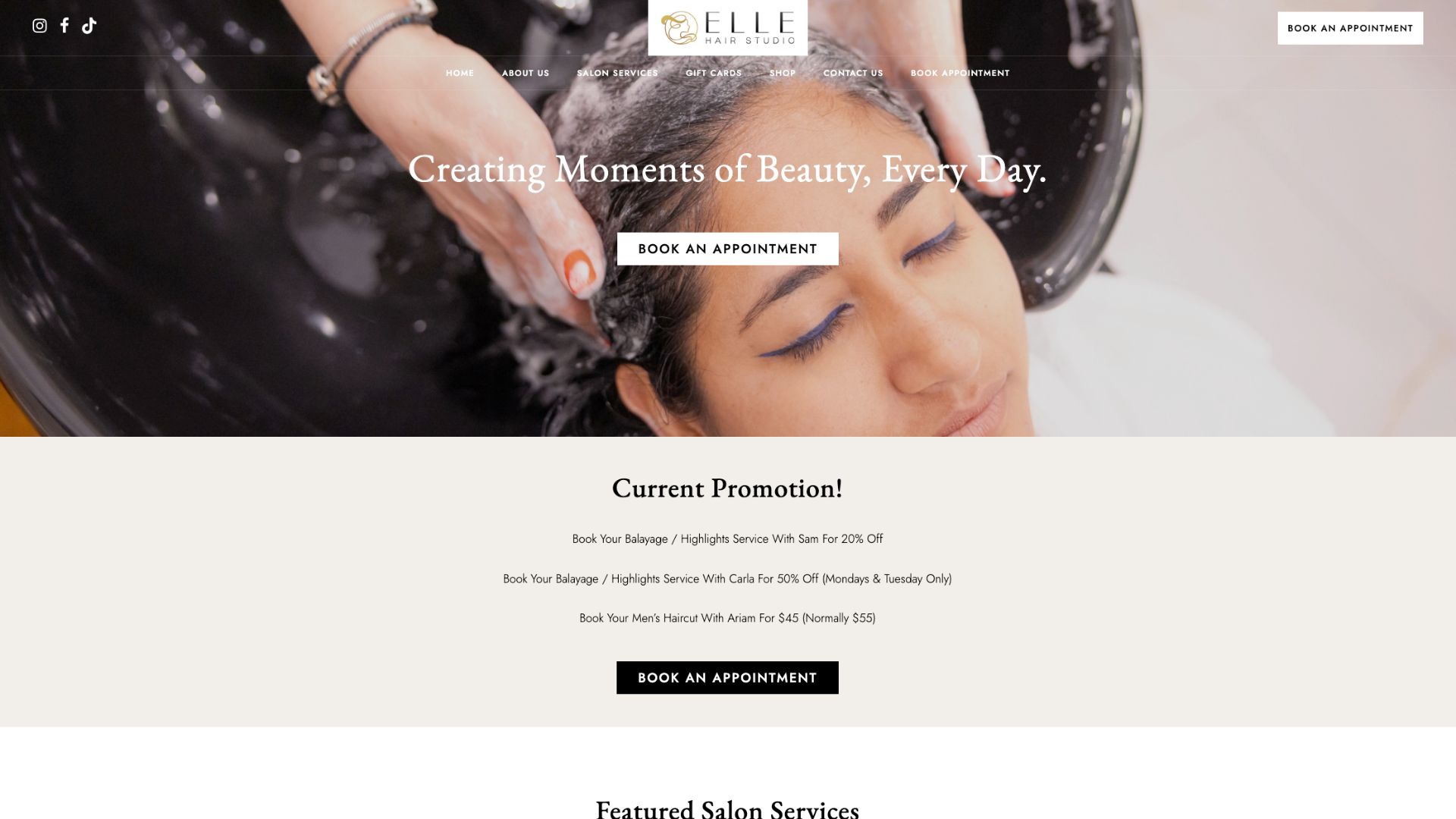Elle Hair Website Sample
