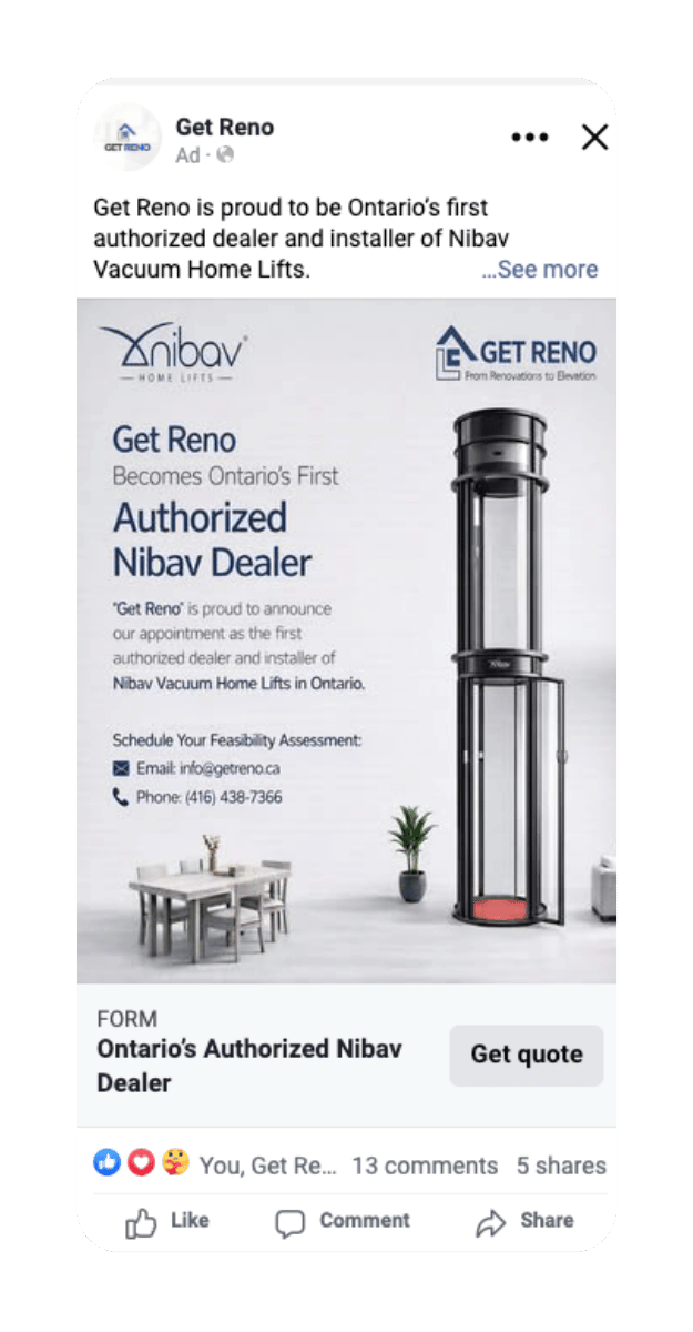 Get Reno Meta Ad Sample