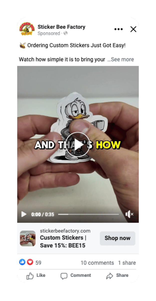 Stickerbee Meta Ad Sample